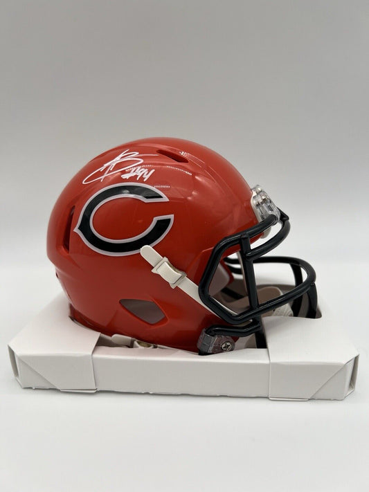 Austin Booker Signed Orange Alt Mini Helmet Chicago Bears JSA WITNESSED COA