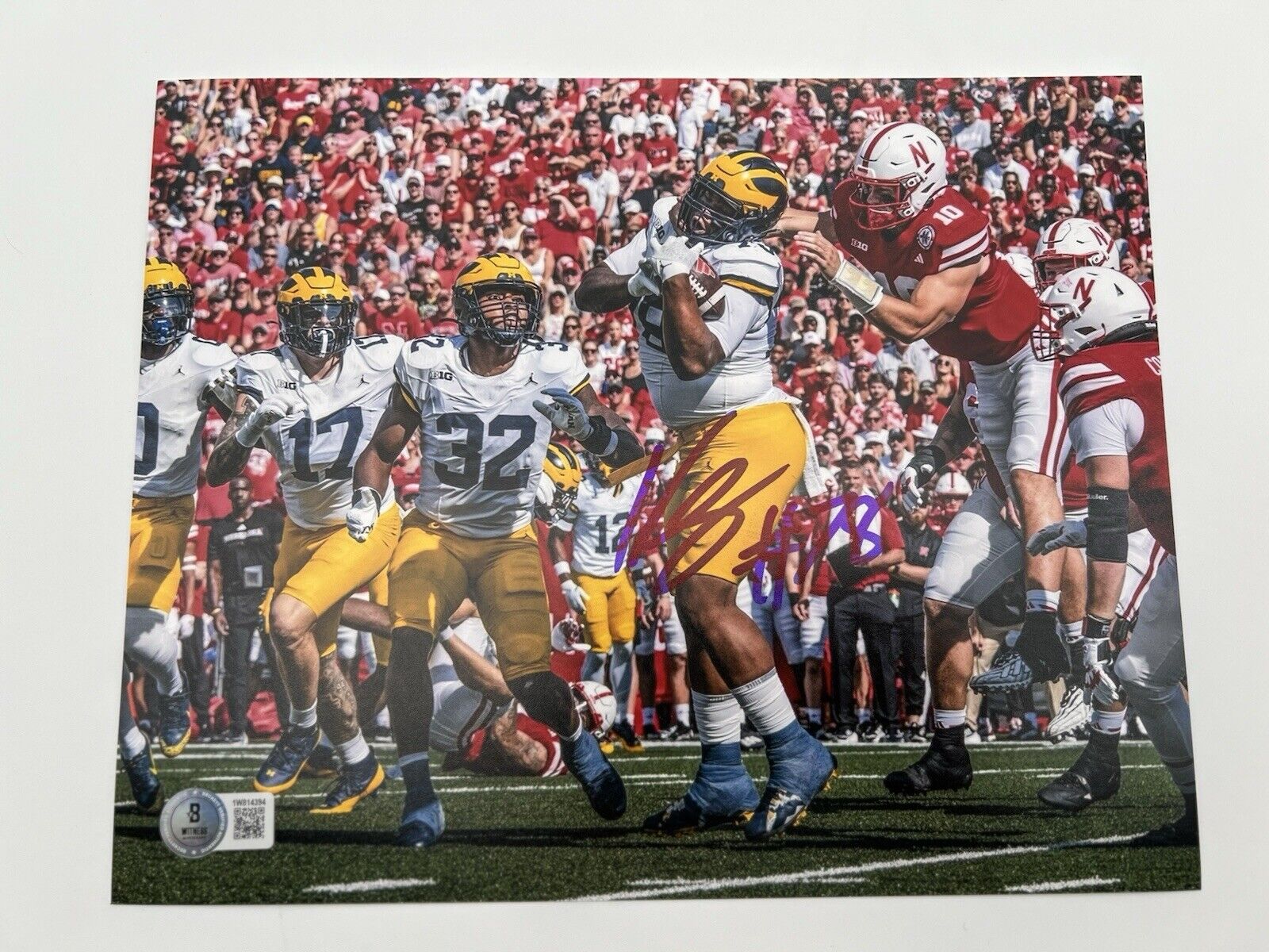 Kenneth Grant Signed 8x10 Michigan Wolverines BECKETT WITNESS COA