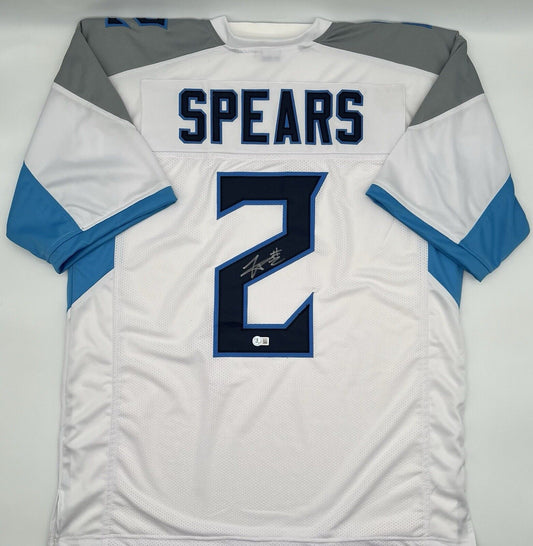 Tyjae Spears Autographed Tennessee Titans Cutom Jersery Beckett CoA