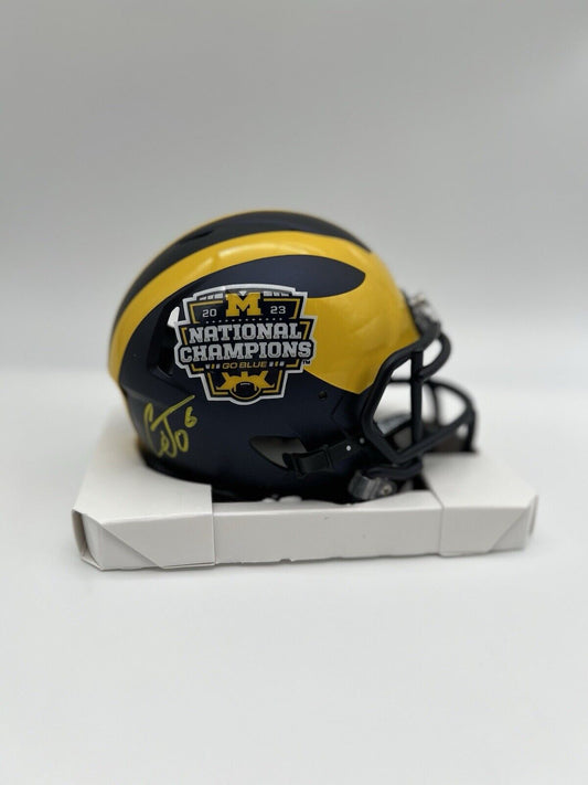 Cornelius Johnson Signed Michigan Wolverines 2023 Champs Mini Helmet JSA COA