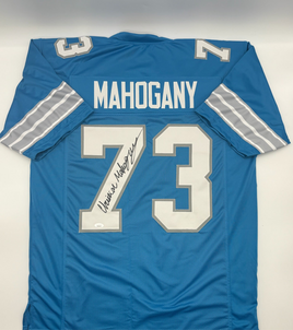 Christian Mahogany Autographed Detroit Lions Blue Custom Football Jersey JSA CoA