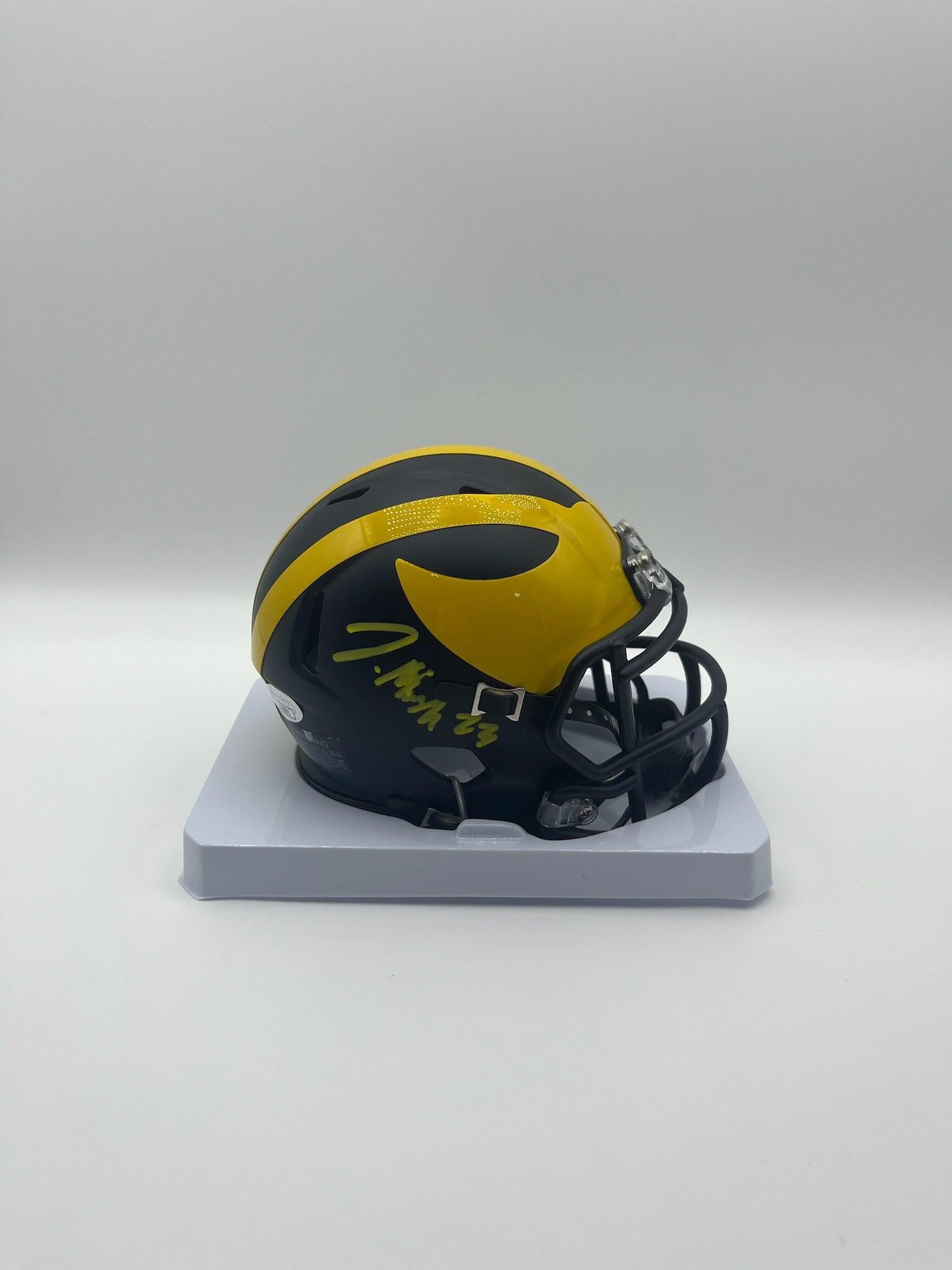 cheap autographed football helmets Jordan Marshall Autographed Michigan Wolverines Mini Football Helmet JSA CoA