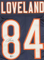Colston Loveland Autographed Chicago Bears Blue Custom Football Jersey Beckett CoA