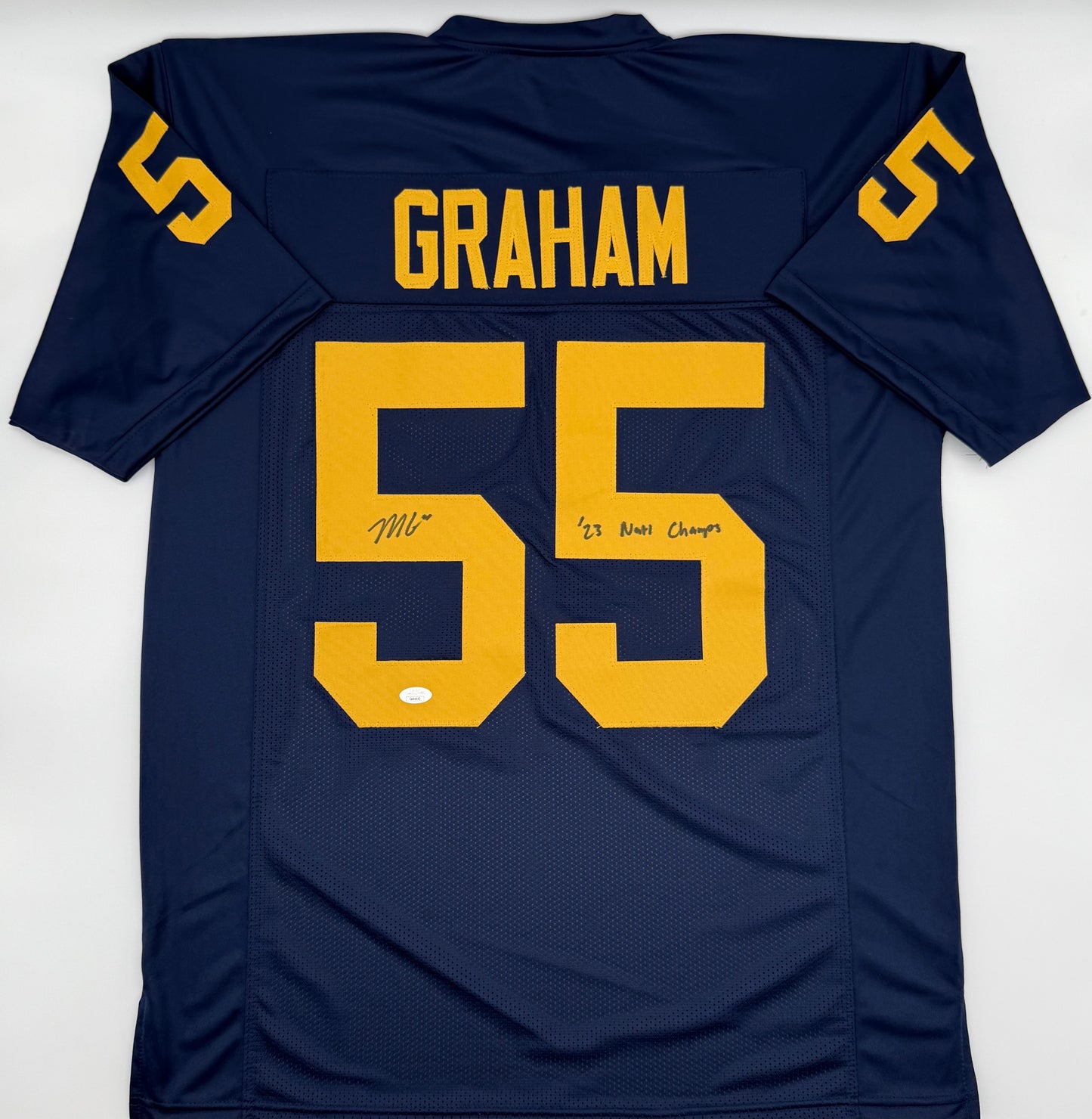 Mason Graham Signed Blue Michigan Wolverines Custom Jersey w/ Natty Champs Insc