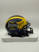 Donovan Edwards Autographed Michigan Wolverines 2023 CHAMPS Mini Football Helmet Beckett CoA