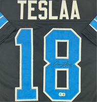 Isaac TeSlaa Autographed Detroit Lions Black Custom Football Jersey Beckett CoA