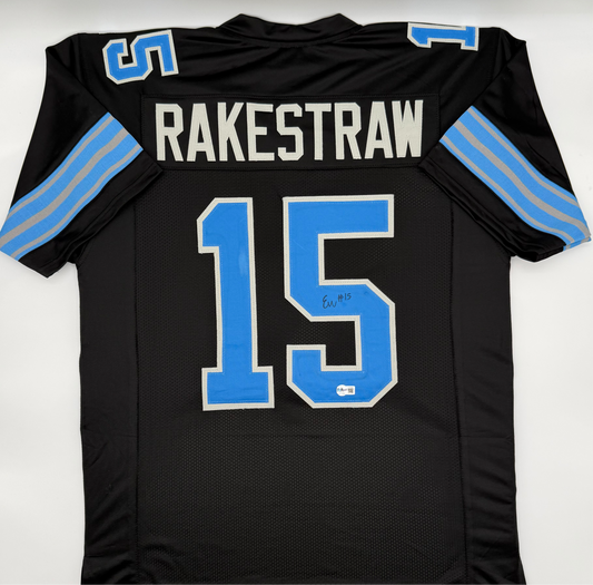 ENNIS RAKESTRAW JR. SIGNED AUTOGRAPHED DETROIT LIONS BLACK CUSTOM JERSEY BECKETT CoA