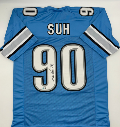 Ndamukong Suh Autographed Detroit Lions Custom Jersey Beckett CoA.