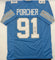 Robert Porcher Autographed Detroit Lions Blue Custom Football Jersey JSA CoA