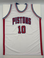 Dennis Rodman Autographed Detroit Pistons White Custom Basketball Jersey JSA CoA.
