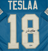 Isaac TeSlaa Autographed Detroit Lions Blue Custom Football Jersey Beckett CoA