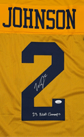 Will Johnson Autographed & Inscribed Michigan Yellow Custom Football Jersey JSA CoA