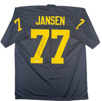 Jon Jansen Autographed Michigan Navy Custom Football Jersey JSA CoA