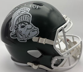 Andre Rison Autographed & Inscribed Michigan State Spartans Full-Size Replica Football Helmet Beckett CoA.