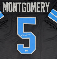 David Montgomery Autographed Detroit Lions Black Custom Football Jersey Beckett CoA