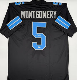 David Montgomery Autographed Detroit Lions Black Custom Football Jersey Beckett CoA