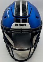 Barry Sanders Autographed & Inscribed Detroit Lions Alternate Full-Size Flex Football Helmet Schwartz CoA.