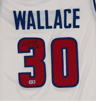 Rasheed Wallace Autographed Detroit Pistons White Custom Basketball Jersey Beckett CoA