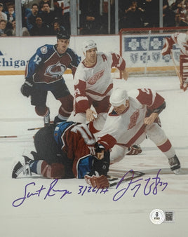 Darren McCarty Autographed & Inscribed 8x10 Detroit Red Wings Photo Beckett CoA