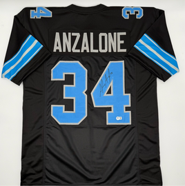 Alex Anzalone Autographed Detroit Lions Black Custom Football Jersey Beckett CoA.