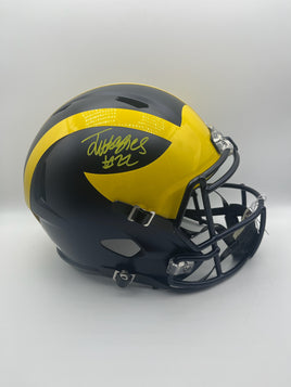 Justice Haynes Autographed Michigan Wolverines Full-Size Replica Football Helmet JSA CoA.