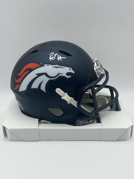 RJ Harvey Autographed Navy Denver Broncos Mini Football Helmet JSA CoA
