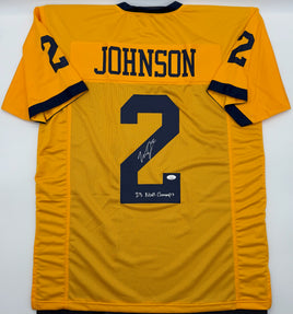 Will Johnson Autographed & Inscribed Michigan Yellow Custom Football Jersey JSA CoA