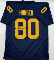 Hogan Hansen Autographed Michigan Wolverines Navy Custom Football Jersey Beckett CoA