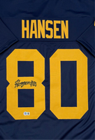 Hogan Hansen Autographed Michigan Wolverines Navy Custom Football Jersey Beckett CoA