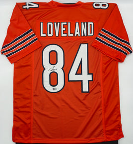 Colston Loveland Autographed Chicago Bears Orange Custom Football Jersey Beckett CoA