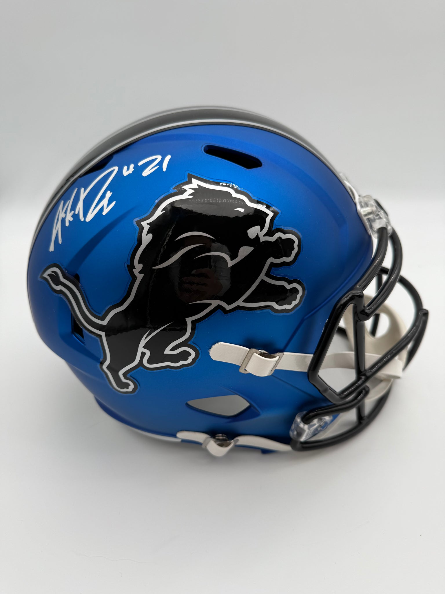 detroit lions football helmet images Amik Robertson Autographed Detroit Lions Alternate Full-Size Replica Football Helmet Beckett CoA