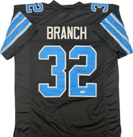 Brian Branch Autographed Detroit Lions Black Custom Football Jersey Beckett CoA.
