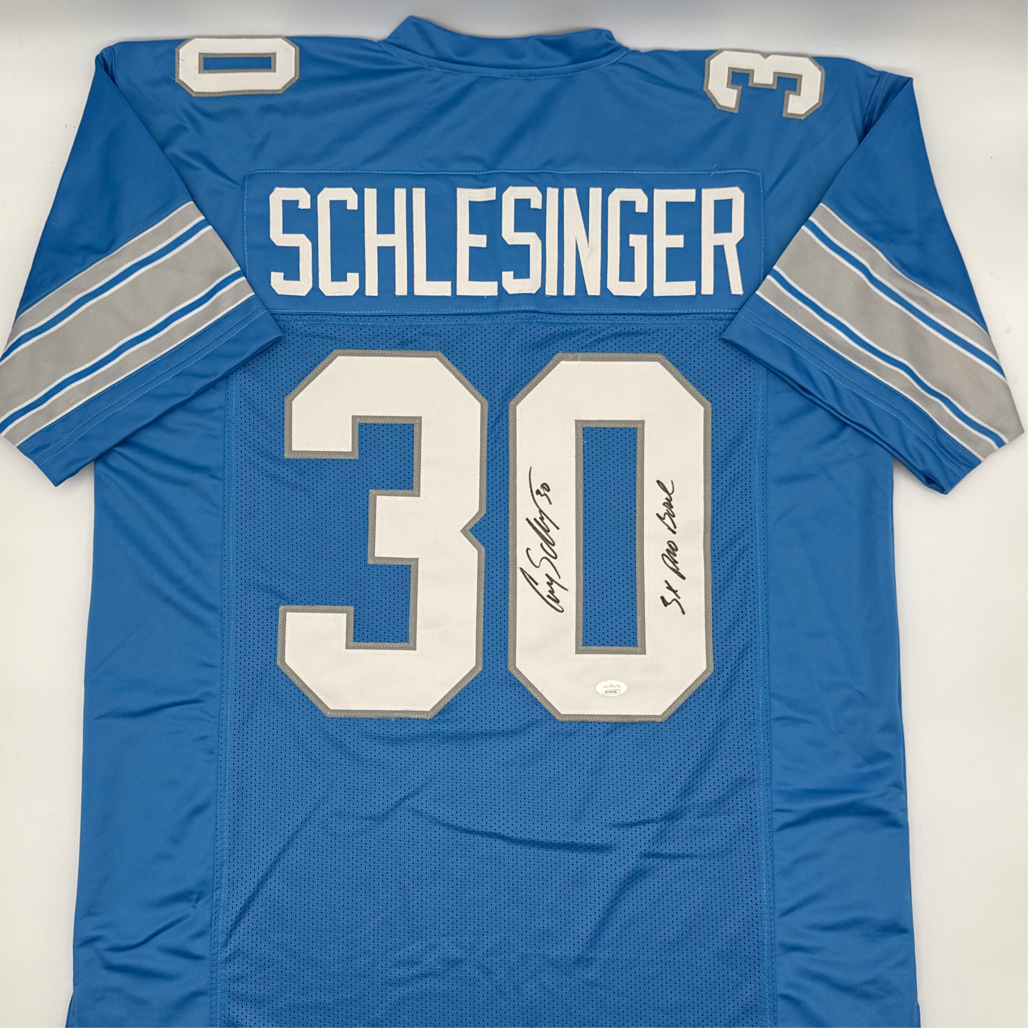 Corey Schlesinger Autographed Detroit Lions Custom Blue XL Jersey JSA CoA