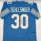 Cory Schlesinger Autographed & Inscribed Detroit Lions Blue Custom Football Jersey JSA CoA