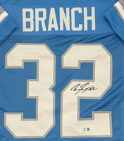 Brian Branch Autographed Detroit Lions Blue Custom Football Jersey Beckett CoA