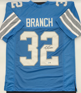 Brian Branch Autographed Detroit Lions Blue Custom Football Jersey Beckett CoA