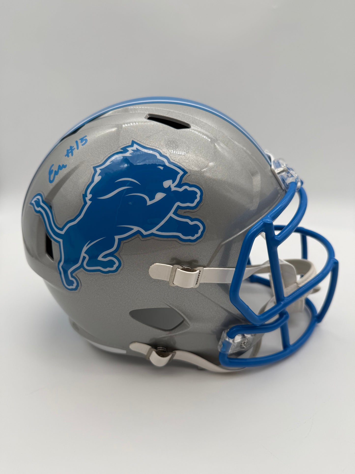 ENNIS RAKESTRAW Jr AUTOGRAPHED DETROIT LIONS FULL-SIZE REPLICA SPEED HELMET BECKETT CoA