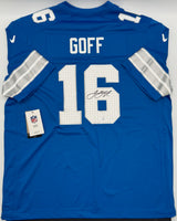 Jared Goff Autographed Detroit Lions Pro Style Blue Nike Football Jersey Fanatics CoA