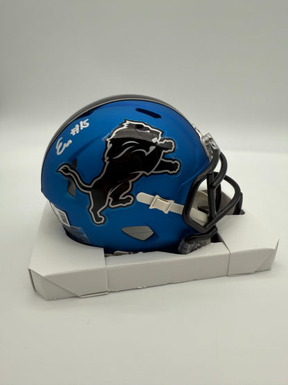 ENNIS RAKESTRAW JR AUTOGRAPHED DETROIT LIONS ALT MINI HELMET BECKETT CoA