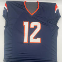 RJ Harvey Autographed Navy Denver Broncos Custom Game Cut Football Jersey JSA CoA