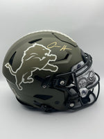 Aidan Hutchinson Autographed Detroit Lions STS Full-Size Flex Football Helmet Beckett CoA