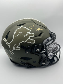 Aidan Hutchinson Autographed Detroit Lions STS Full-Size Flex Football Helmet Beckett CoA