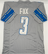 Jack Fox Autographed Detroit Lions Gray Custom Football Jersey JSA CoA.