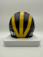 Donovan Edwards Autographed Michigan Wolverines 2023 CHAMPS Mini Football Helmet Beckett CoA