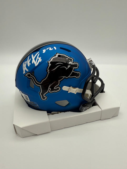 AMIK ROBERTSON AUTOGRAPHED DETROIT LIONS ALT MINI HELMET BECKETT CoA