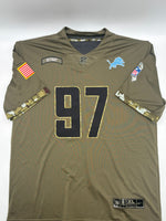 Aidan Hutchinson Autographed Detroit Lions Salute To Service Custom Football Jersey Beckett CoA