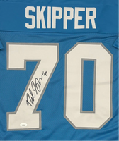 Dan Skipper Autographed Detroit Lions Blue Custom Football Jersey JSA CoA