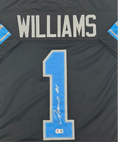 Jameson Williams Autographed Detroit Lions Black Custom Football Jersey Beckett CoA