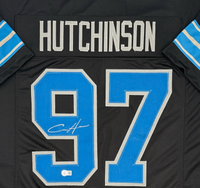 Aidan Hutchinson Autographed Detroit Lions Black Custom Football Jersey Beckett CoA