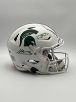 Jayden Reed and Kenneth Walker Autographed Michigan State Spartans Full-Size Flex Football Helmet Beckett CoA